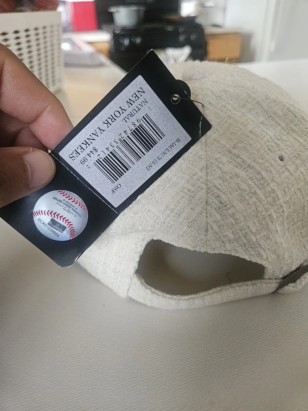 47 Brand Cream Tweed Baseball Cap with White Interior Trim